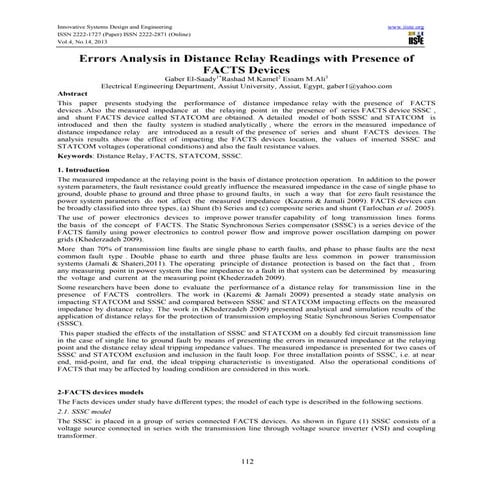 Errors analysis in distance relay readings with presence of facts devices