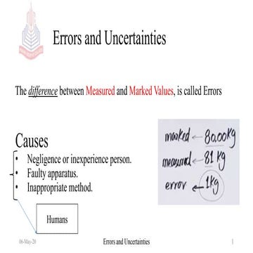 Errors and uncertainities