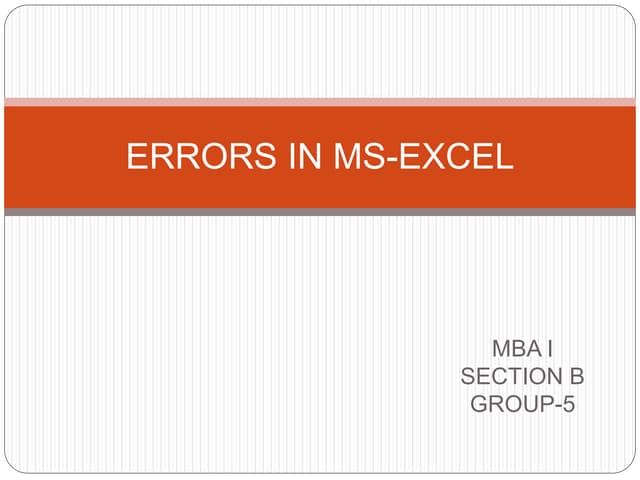 Errors in ms excel