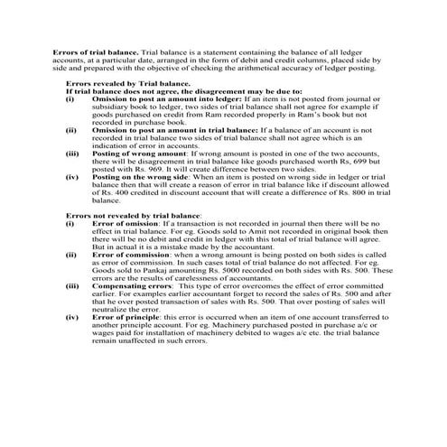 Errors of trial balance