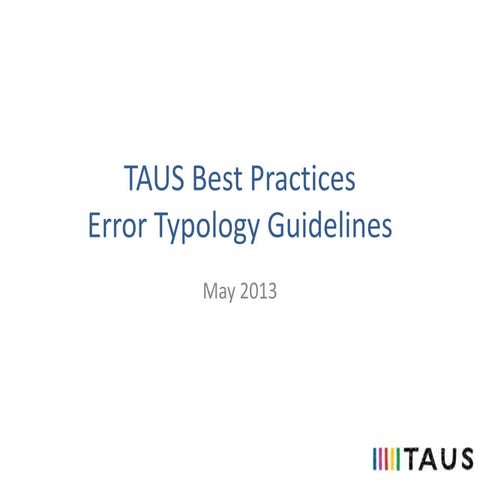 TAUS Best Practices Error Typology Guidelines