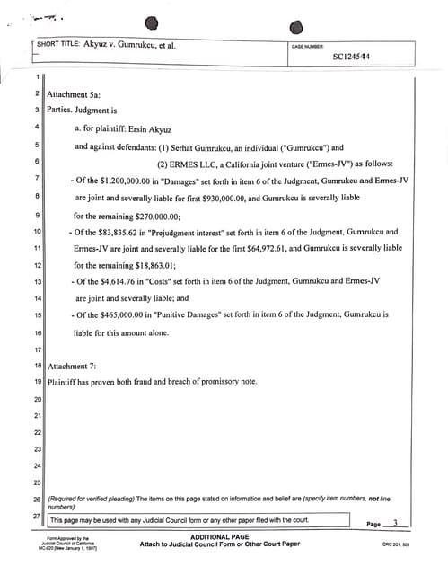 Ersin Akyuz v Serhat Gumrukcu - Santa Monica Court Real Estate Fraud.pdf