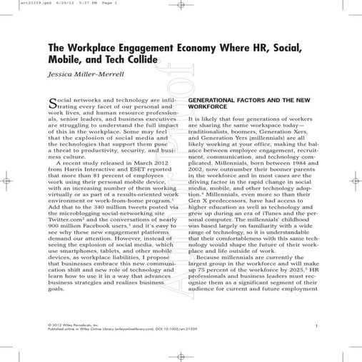 The Workplace Engagement Economy Where HR, Social, Mobile, and Tech Collide