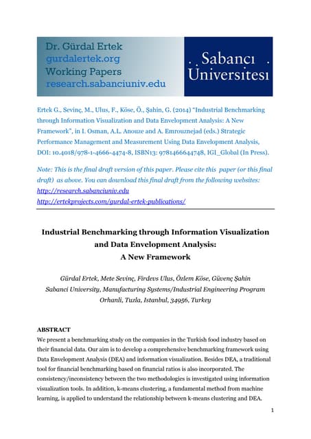 Industrial Benchmarking through Information Visualization and Data Envelopmen...