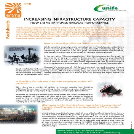 ERTMS Fact Sheet 10 - Increasing infrastructure capacity