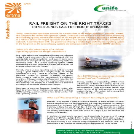 ERTMS Fact Sheet 11 - Rail freight on the right tracks