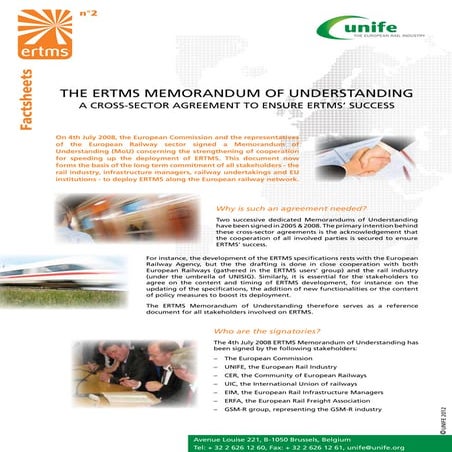 ERTMS Fact Sheet 2 -The ERTMS memorandum of understanding