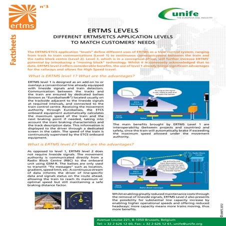 ERTMS Fact Sheet 3 - ERTMS levels