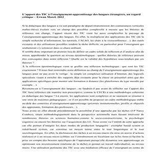 Erwan morel   apport des tic à l'en...