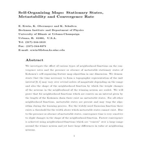 Erwin. e. obermayer k._schulten. k. _1992: self-organising maps_stationary st...