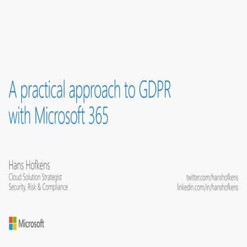 Een praktische aanpak naar GDPR met Microsoft 365