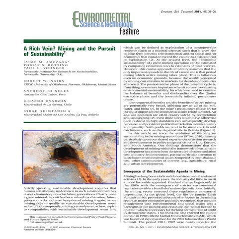 A Rich Vein? Mining and the Pursuit of Sustainability