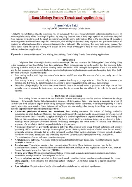 Data Mining: Future Trends and Applications