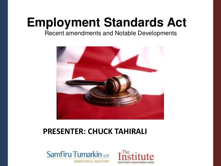 Employment Standards Act 2011 Update