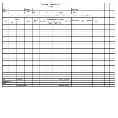ESAF SFB TA SHEET (TRAVEL ALLOWANCE)