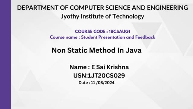 Augumented course for vtu  topic non static method in java