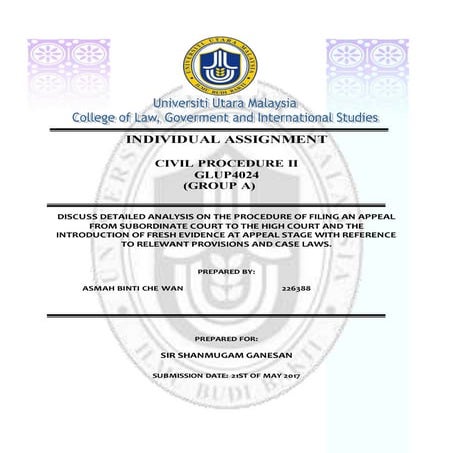 CIVIL PROCEDURE: PROCEDURE OF FILING AN APPEAL FROM SUBORDINATE COURT TO THE ...