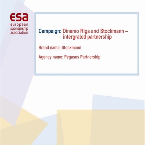 Esa Nl Case Study   Stockmann And Dinamo Riga [Pegasus]
