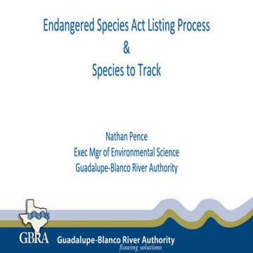 Endangered Species Act Panel, Nathan Pence - Guadalupe-Blanco River Authority, Glenn Clingenpeel - Trinity River Authority, Jason Larrabee - Van Ness Feldman, and  Sara Thornton - Lloyd Gosselink Rochelle & Townsend, P.C.