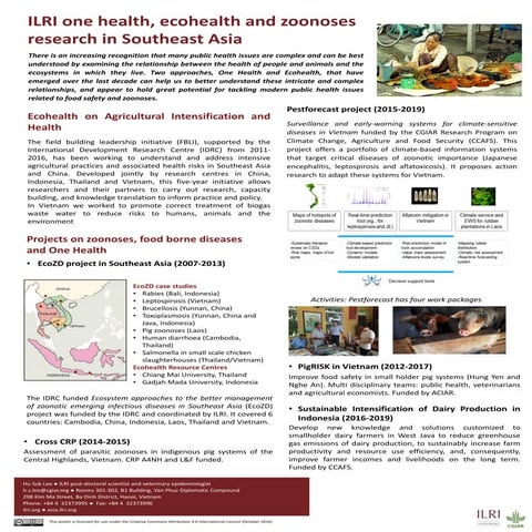  ILRI one health, ecohealth and zoonoses research in Southeast Asia