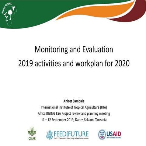 Monitoring and Evaluation  2019 activities and workplan for 2020