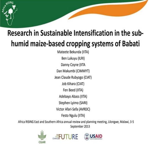Research in sustainable intensification in the sub-humid maize-based cropping...