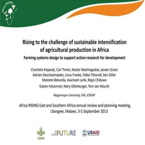 Rising to the challenge of sustainable intensification of agricultural produc...