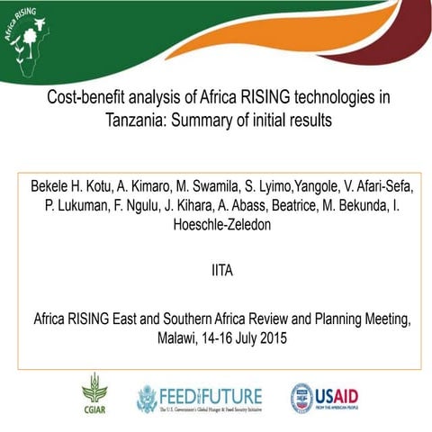 Cost-benefit analysis of Africa RISING technologies in Tanzania: Summary of i...