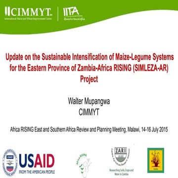 Update on the Sustainable Intensification of Maize-Legume Systems for the Eas...