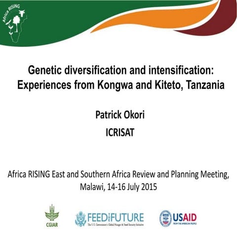 Genetic diversification and intensification: Experiences from Kongwa and Kite...