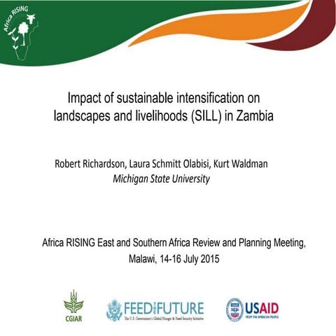 Impact of sustainable intensification on landscapes and livelihoods (SILL) in...