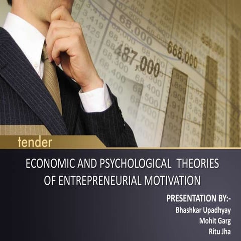Economic and Psychological theories of Entrepreneurial motivation