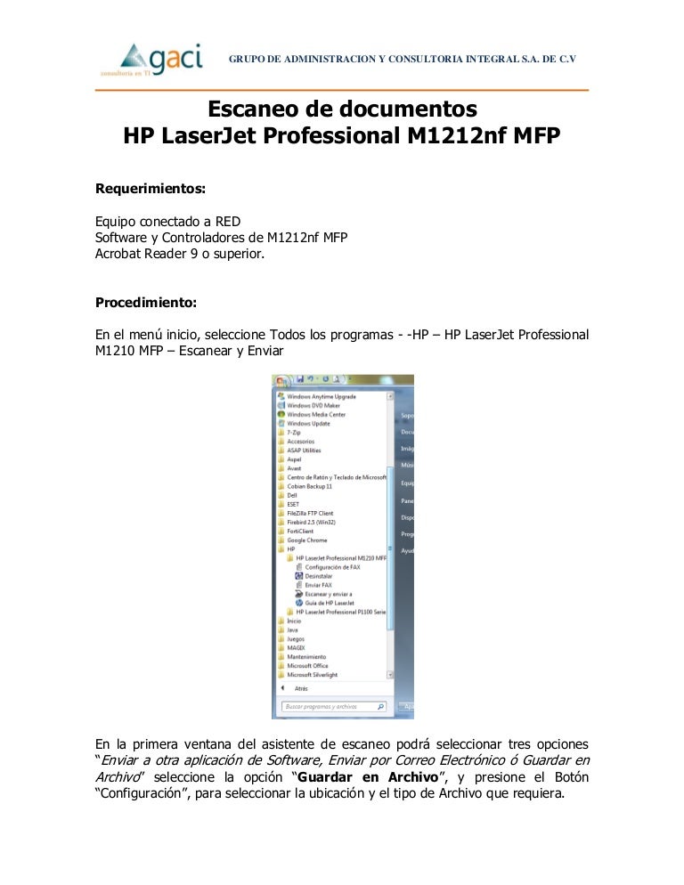 Escaneo de documentos en hp laser jet professional m1212nf mfp