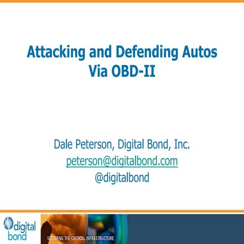 Attacking and Defending Autos Via OBD-II from escar Asia