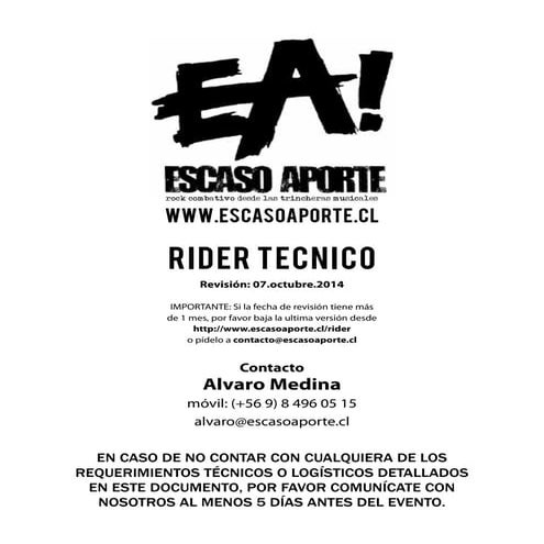 Escaso aporte rider