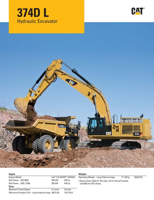 Escavadeira hidraulica cat 374 dl | PDF