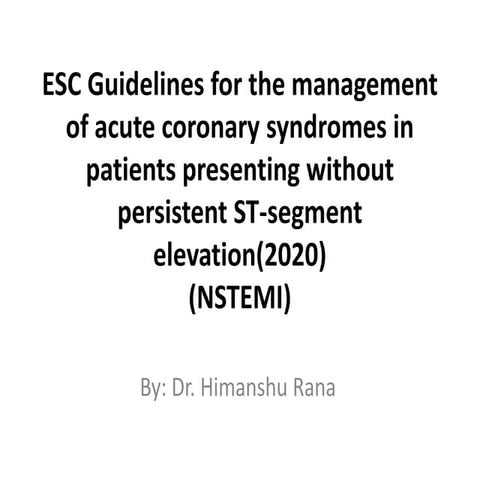 Esc 2020 guidelines for the management of acute coronary