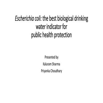 Escherichia coli as water indicator