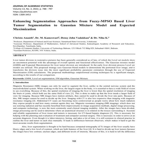 Enhancing Segmentation Approaches from Fuzzy-MPSO Based Liver Tumor Segmentat...