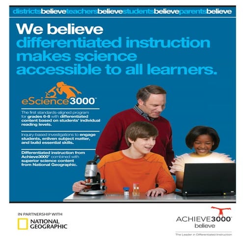 Achieve3000: The Leader In Differentiated Instruction Achieve3000® Science Solutions Brochure | PPT