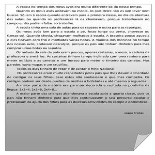 A Escola no tempo dos meus avós