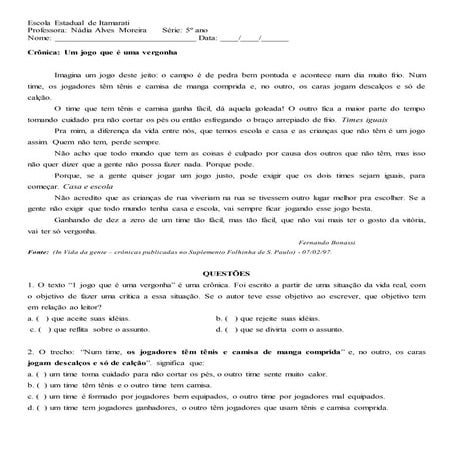 Crônicas para o 5º ano