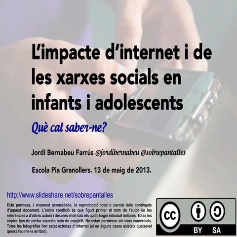 L&rsquo;impacte d&rsquo;internet i de les xarxes socials en infants i adolesc...