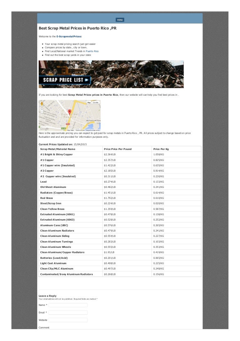 Scrap Metal Prices In Puerto Rico
