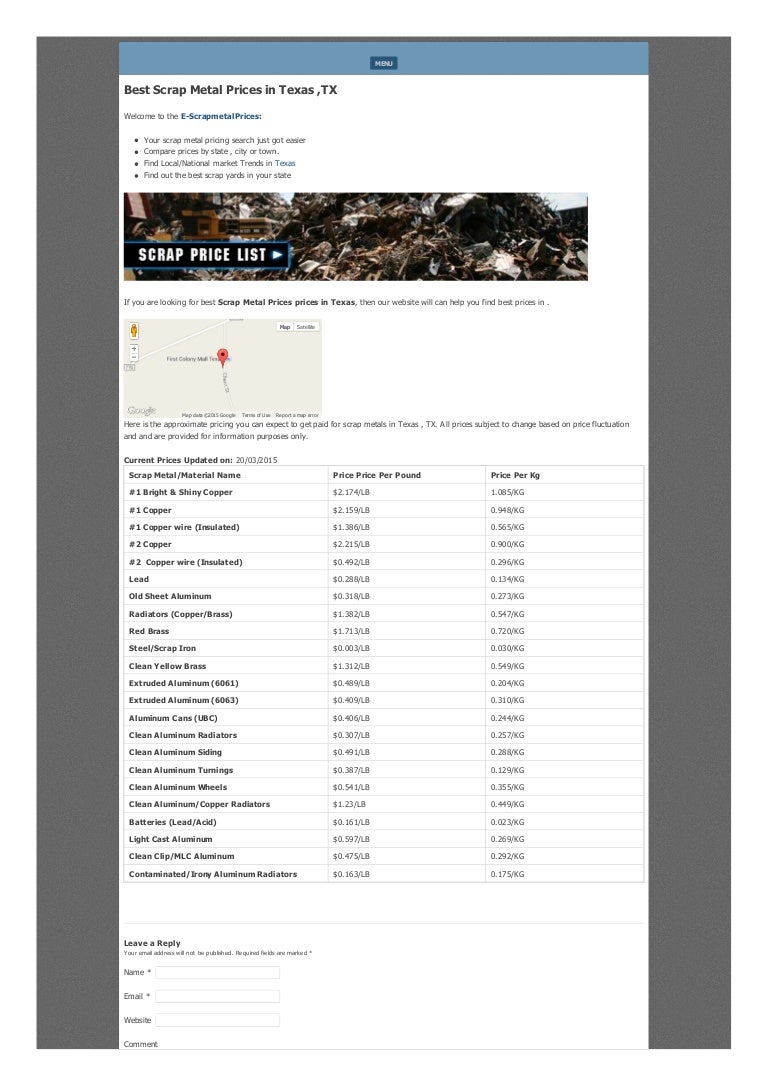 Scrap Metal Prices in texas