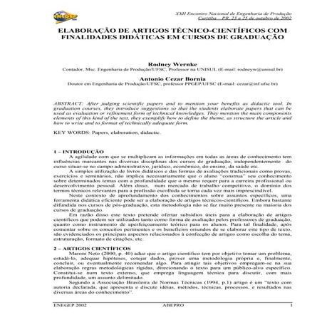 Fazer, escrever ou elaborar paper ou artigo tecnico