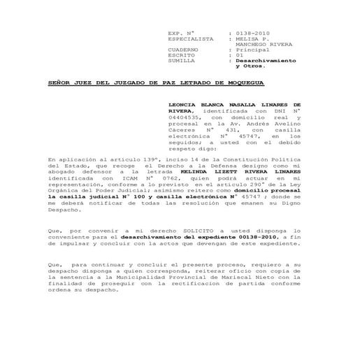 Escrito desarchivamiento