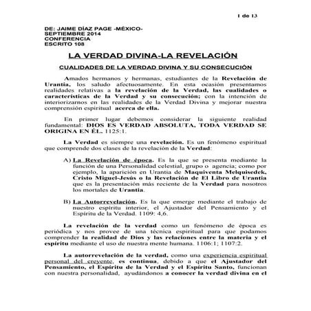 Escrito 108 la verdad divina la revelación