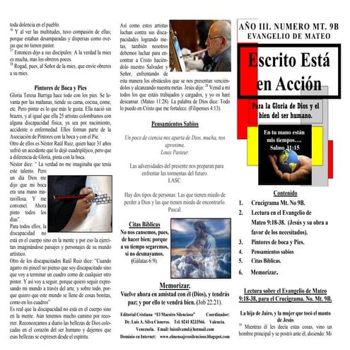 ESCRITO ESTA EN ACCIÓN. MATEO 9:18-38. (MT. No. 9B) JESÚS Y SU OBRA A FAVOR D...