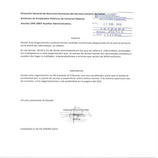 Escrito para aclaracion temario de ...